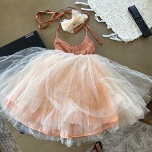Peach and Cream Kids Formal Dress